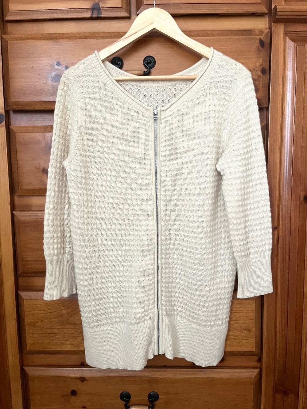 Club Monaco 100% Cashmere Zip Up Cardigan Womens L Beige
